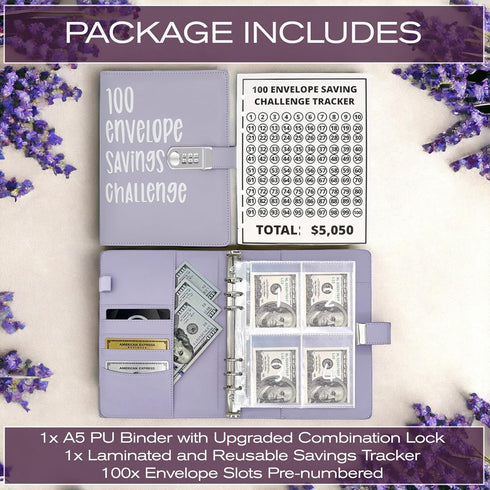 100 Envelopes Money Saving Challenge Book with Upgraded Combination Lock, Savings Challenges Book with Cash Envelopes That is Easy, Fun and Safe W...