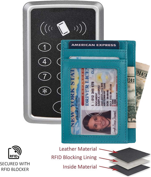Front Pocket Wallet for Men Women Slim Minimalist Real Leather RFID Blocking Credit Card Holder...