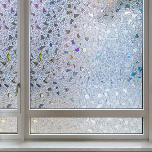 LEMON CLOUD Decorative Window Film, Stained Window Privacy Film, Frosted Glass Static Cling for Glass Door Home, 3D Rubble Design (17.5 x 78.7 Inc...