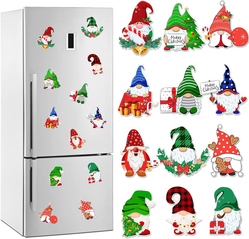 12Pcs Christmas Gnome Refrigerator Magnets Christmas Gnome Fridge Garage Door Magnets Stickers Gnome Christmas Holiday Decorations Ornaments for F...