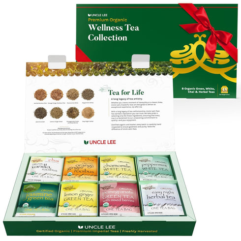 Uncle Lee’s Organic Tea Variety Gift Set – Wellness Collection with 8 Teas (6 Bags Each) in a Premium Gift Box, 3.3 Oz...