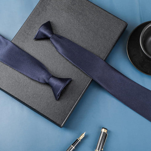 2 Pieces Men's Clip on Ties 20 Inches Solid Color Clip on Ties Pre Tied Neckties for Office School Uniforms...