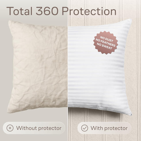 Set of 4 Pillow Protectors with Zipper King Size - 100% Resistant to Stains, Dust & Dirt - Washable Covers for Increased Pillow Lifespan...