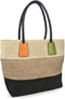HOXIS Color Block Crocodile Pattern Stripes Woven Synthetic Straw Tote Womens Shoulder Handbag #Lovewin...