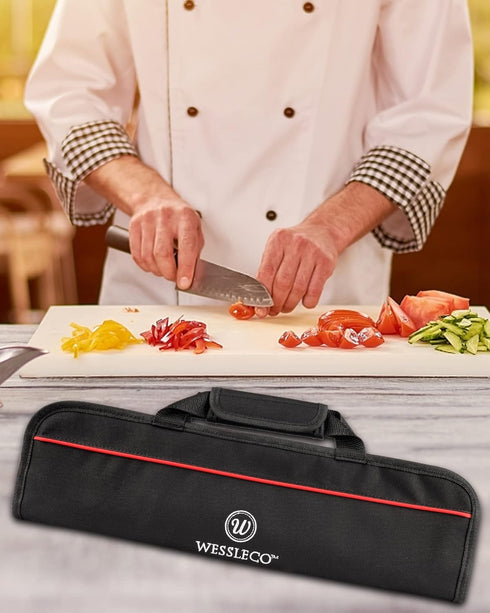 Chef Knife Bag(5 Slots), Knife Case Nylon Kitchen Storage Knife Carrying Pouch Red...