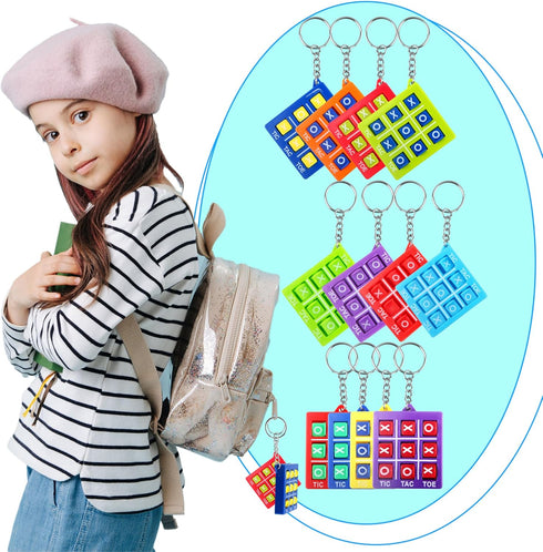 40 Pack Tic Tac Toe Keychain Mini Tic-Tac-Toe Keyholders Bulk Plastic Tic-Tac-Toe Games Keyrings for Boys Girls Birthday Party Favors Backpack Cli...