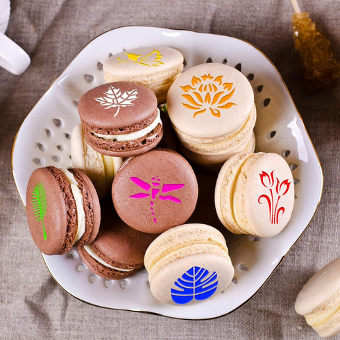 Konsait 20 Pack Cake Stencil Templates Decoration, Reusable Cake Cookies Baking Painting Journal Mold Tools, Dessert, Coffee Decorating Leaves But...