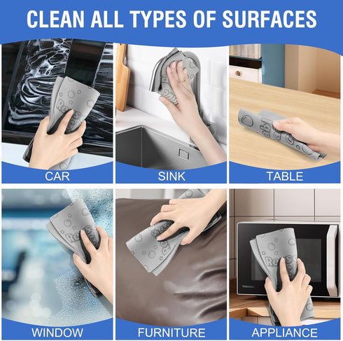 2pcs Damp Clean Duster Towel Magic Resuable Sponge Cleaning Cloths for Kitchen Car Wet Cleaning Towels Streak Free Cloth for Window,Mirror,Lint Fr...