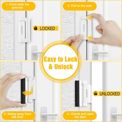 Home Security Door Lock, Upgraded Metal Door Reinforcement Lock for Childproof, 3" Withstands 800 lbs of Impact for Inward Swing Doors, Defender S...