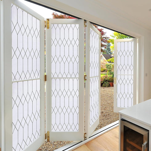 Windimiley Window Privacy Film Stained Glass Frosted Glass Window Clings Moroccan Lattice Decorative Bathroom Door Coverings UV Sun Blocking Heat ...