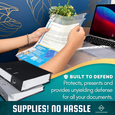 Sheet Protectors for 3 Ring Binder, Premium Clear Plastic Page Protectors for 3 Ring Binder, Sleeves 8.5 x 11 for Paper & Documents (50)...
