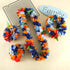 Hawaiian Luau Flower Leis Jumbo Necklace Bracelets Headband Set Mahalo Floral Leis (Blue and Orange)...