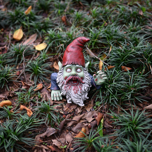 G150028 Zombie Gnome Garden Statue Sculpture, Scary Gnome, Halloween Decoration...