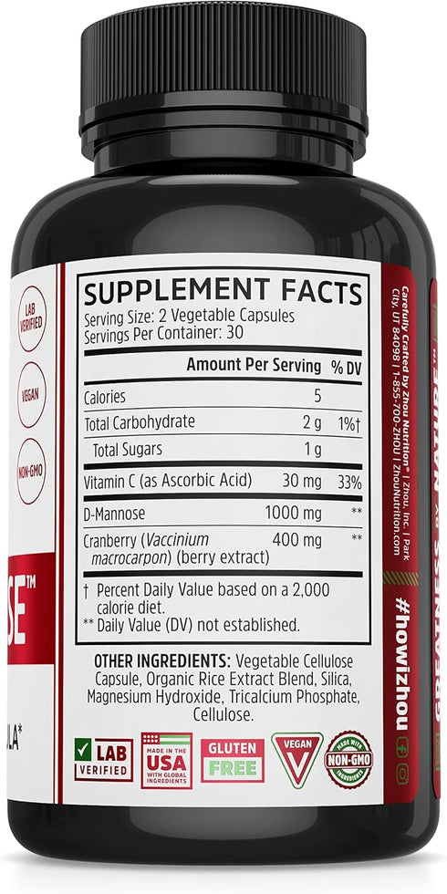 Zhou Nutrition Cran Defense, Cranberry Concentrate Urinary Tract Formula, Flush Out Impurities and Healthy Bladder Support, 3 in 1 Formula - Cranb...