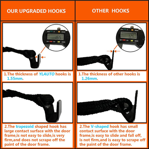 Rooftop Cargo Tie Down Hook Straps for Attaching Car Top Carriers Without A Roof Rack,100% Waterpoof,Suitable for Any Rooftop Cargo Carrier,No Mor...