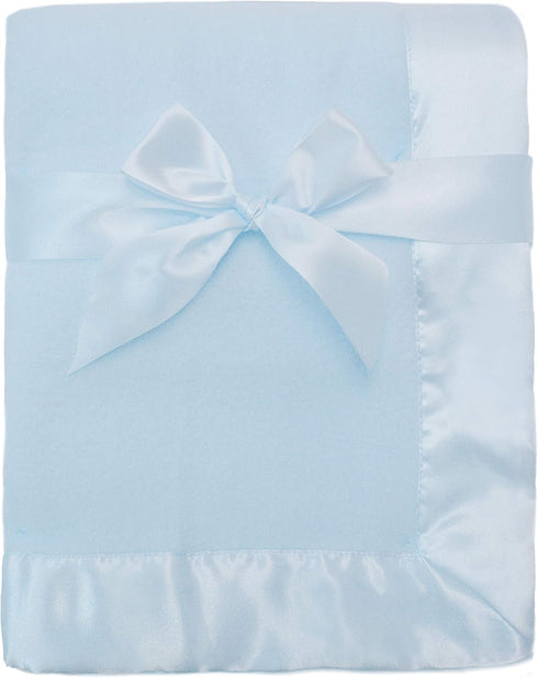 American Baby Company Fleece Blanket with Silk-Like Satin Trim, Soft, Warm & Cozy, Blue, 30" x 40" for Boys and Girls, Perfect for Baby Carrier, S...