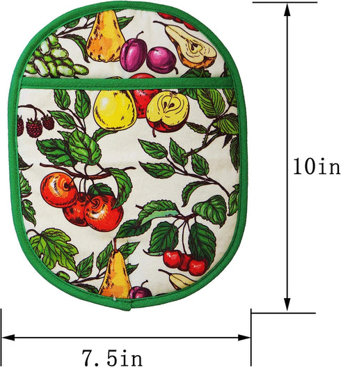 Pot Holders Set of 2 with Transparent Clear Silicone Shell and Nice Fruit Flower Cotton Lining, Heat Resistant to 500 F Kitchen Oven Gloves Pot Ho...