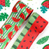 2 Rolls 10 Yards Summer Wired Edge Ribbon, 2.5inch Green White Stripe Burlap Ribbon, Watermelon Gift Wrapping Ribbon for Farmhouse Party DIY Craft...
