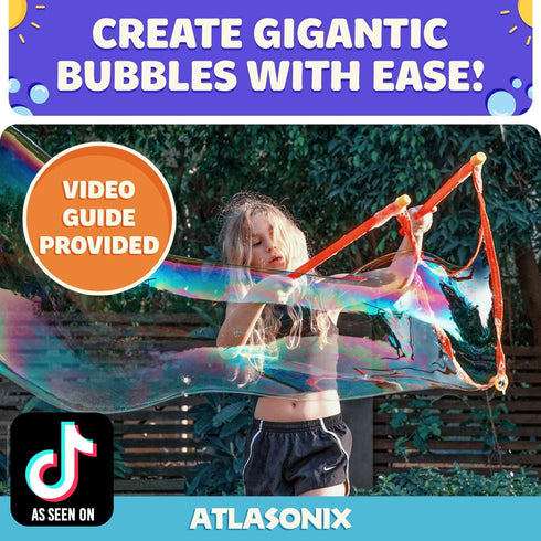 4 PACK PARTY BOX Giant Bubble Wands INCLUDING 2 Gallons of Huge Bubble Solution Mix Refill for Huge Bubble Maker Liquid Big BubblesPARTY Outdoor S...