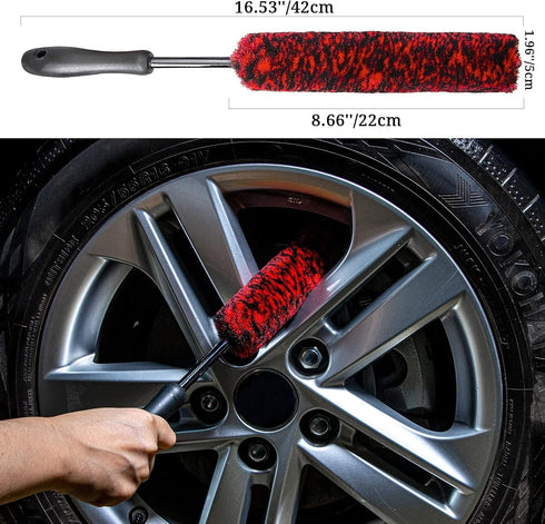 Metal Free Soft Wheel Rim Brush 4 Pack, Synthetic Car Cleaning Brush, Highly Water Absorption, Dense and Durable Tire Brush for Cleaning Wheels, R...
