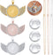 OIIKI 9pcs Rhinestone Wing Shape Bezel Pendant Trays with Round Glass Cabochons and Lobster Clasps Chains Set, Wing Rhinestone Tray for DIY Jewelr...