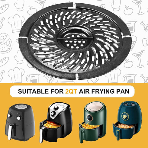 Power Dash Chefman 2QT Round Non-Stick Air Fryer Grill Pan Tray Rack with Rubber Feet, Grill Plate Crisper Plate for Air Fryer Accessories, Dishwa...