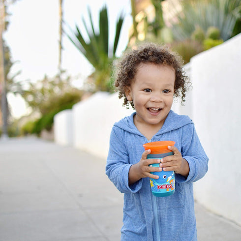 Nuby 360 Degree Easy Sip 3D Grip Wonder Cup with Printed Silicone Sleeve, 10 Oz, Robot...