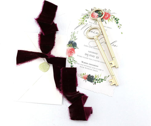 Burgundy Velvet Ribbon 1.5 Inch Maroon Frayed Silk Velvet Ribbon Rustic Burgundy Christmas Velvet Ribbon Gift Ribbon Raw Edge Boho Ribbon Wedding ...