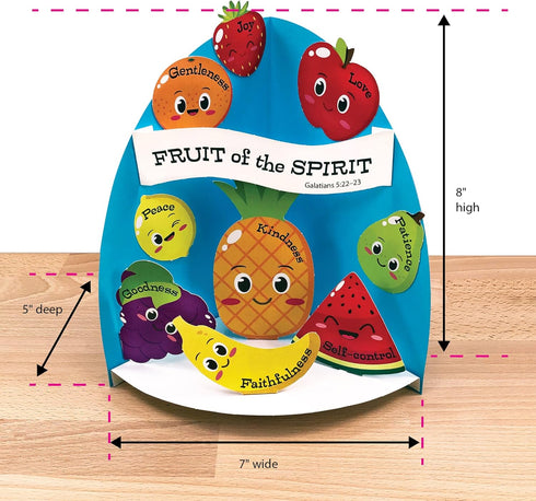 FreshCut Crafts Fruit of The Spirit Easy 3-D Punch-Out Bible Craft Kit – Makes 10 Tabletop Display Crafts for Sunday School, Homeschool Classrooms...