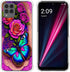 REVVL 6X Pro 5G/REVVL 6 Pro 5G Case,Blue Butterfly Flowers Rose Drop Protection Shockproof Case TPU Full Body Protective Scratch-Resistant Cover f...