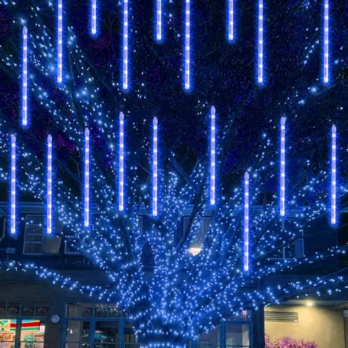 Christmas Lights Outdoor, 288 LED 12" 8 Tubes Meteor Shower Lights Outdoor Christmas Decorations Plug in, Waterproof Snow Falling Rain Icicle Xmas...
