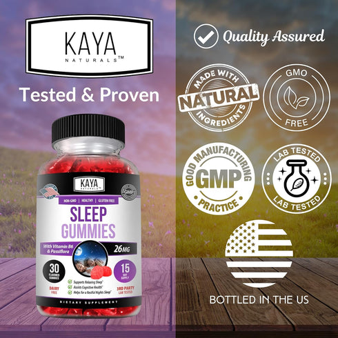 Kaya Naturals Organic Sleep Gummies (26mg) | Health Supplement for Adults | Vitamin B6 and Melatonin Gummies | Gummy Vitamins for Women and Men | ...