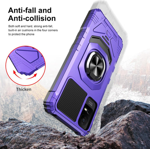for TCL ION X Case,TCL ION V Phone Case with Tempered Glass Screen Protector,Military Grade Heavy Duty Shockproof Protective Cover,with Ring Kicks...