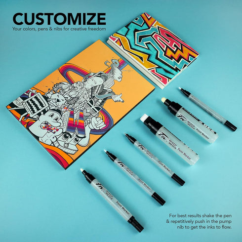 FW Mixed Media Paint Marker Nibs - 12 Replacement Pen Nibs Size 1-2 mm Round Tip for FW Paint Markers - Refillable Paint Pen Nibs for Use with Acr...