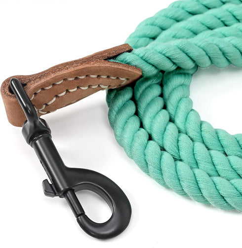 Mile High Life Dog Leash | Braided Cotton Rope Dog Leashes with Leather Tailor Tip | 4 Feet Dog Leash w Heavy Duty Metal Clasp | Wedding Dog Leash...