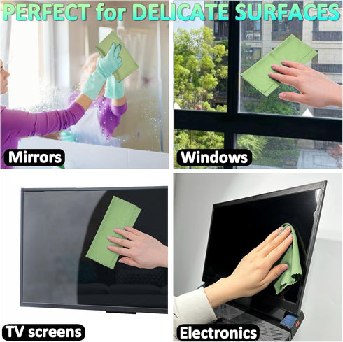 Eco-Fused Microfiber Cleaning Cloths - 12 Pack - Ideal for Cleaning Glasses, Spectacles, Camera Lenses, iPad, Tablets, Smartphones, iPhone, Androi...