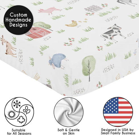 Sweet Jojo Designs Fitted Baby Crib Sheets (Farm Animals) for Boys or Girls, Infant Nursery, Toddler Room - Standard Size (Farmhouse, Southern, Co...