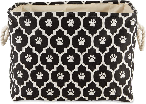 Bone Dry Pet Storage Collection Lattice Paw Print, Small Rectangle, Black...