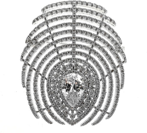 Stunning Stylish Clear Pear Stone Accent Peacock Feather Art Deco Brooch Pin Creative Accessory...