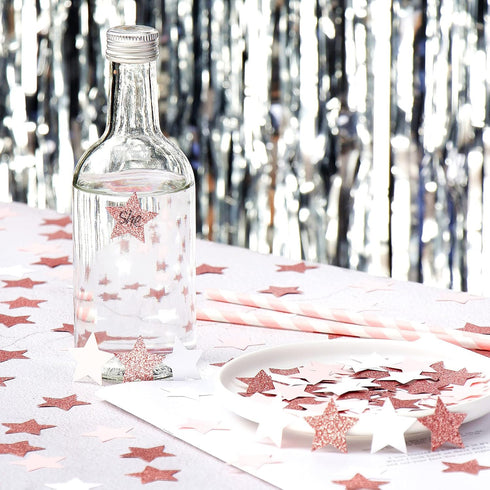 Pink White Rose-Gold Confetti,300pcs Glitter Paper Twinkle Little Star Table Confetti,Birthday Bachelorette Engagement Mothers Day Wedding Baby Sh...
