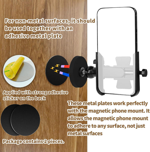 Metal Magnetic Phone Mount with Video Recording Stand, Gym Phone Holder,Attracts to Any Ferrous Metal Surface, Designed for Gym, Motorcycles Tank,...