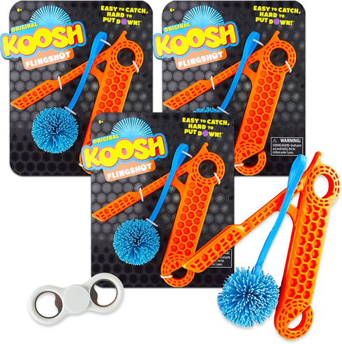 Koosh Flingshot Set for Kids - Bundle with 3 Slingshots Outdoor Toys with Bonus Fidget Spinner for Boys, Girls | Koosh Ball Party Favors Set...