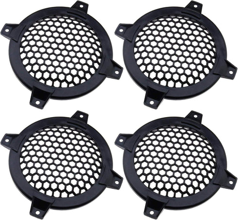 SING F LTD 4 Inch Car Speaker Grill Cover Guard Protector Plastic Mesh Protective Case Black Circle Subwoofer Net Covers Pack of 4...