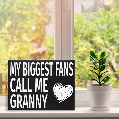 My Biggest Fans Call Me Granny Wooden Sign - Granny Gifts, Sentimental Wall and Shelf Decor for Grandmothers, Made in USA...