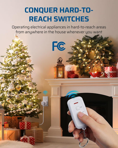 DEWENWILS Indoor Remote Control Outlet, Wireless Remote Light Switch, No Interference Remote Outlet Switch, No Wiring, 15A/1875W, 100ft RF Range, ...