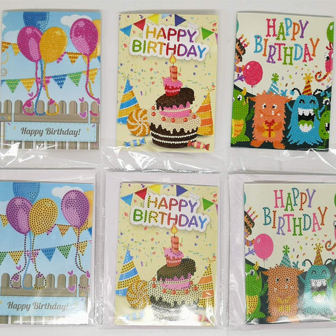 Birthday Cards DIY 5D Diamond Painting Car Number Kits for Adults, 6Pcs 5 x 7 Inch Party Full Drill Design with Envelopes & Tools Included Greetin...
