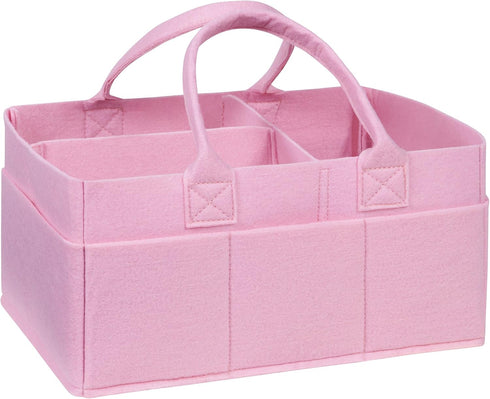 Sammy & Lou Collapsible Ice Pink Felt Storage Caddy, Divided Design To Keep Diapers, Wipes And Changing Items Organized, Two Handles, 12 in x 6 in...