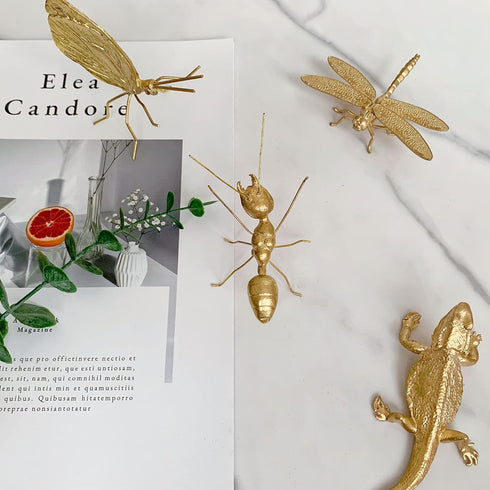 Gold Ant Sculpture Solid Metal Insect Ornament Mini Ant Figurine for Home Office Garden Desktop Decor...