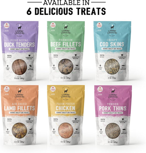 Canine Cravers Single Ingredient Dog Treats – Human Grade Air Dried Hypoallergenic Pet Food – Grain, Gluten, and Soy Free – 100% All Natural (Prem...