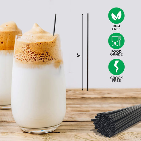Coffee Stirrers Sticks, Disposable Plastic Drink Stirrer Sticks, 1000 Stirrers, Use It As A Coffee Straws Or A Cocktail Mixers (Black, 5-Inch (Pac...